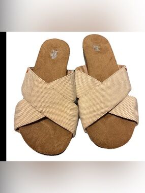 Dr Scholls-Strap Rae Womens Comfy Canvas Sandals Beige Lu Scout 1965 Sz US 9.5M